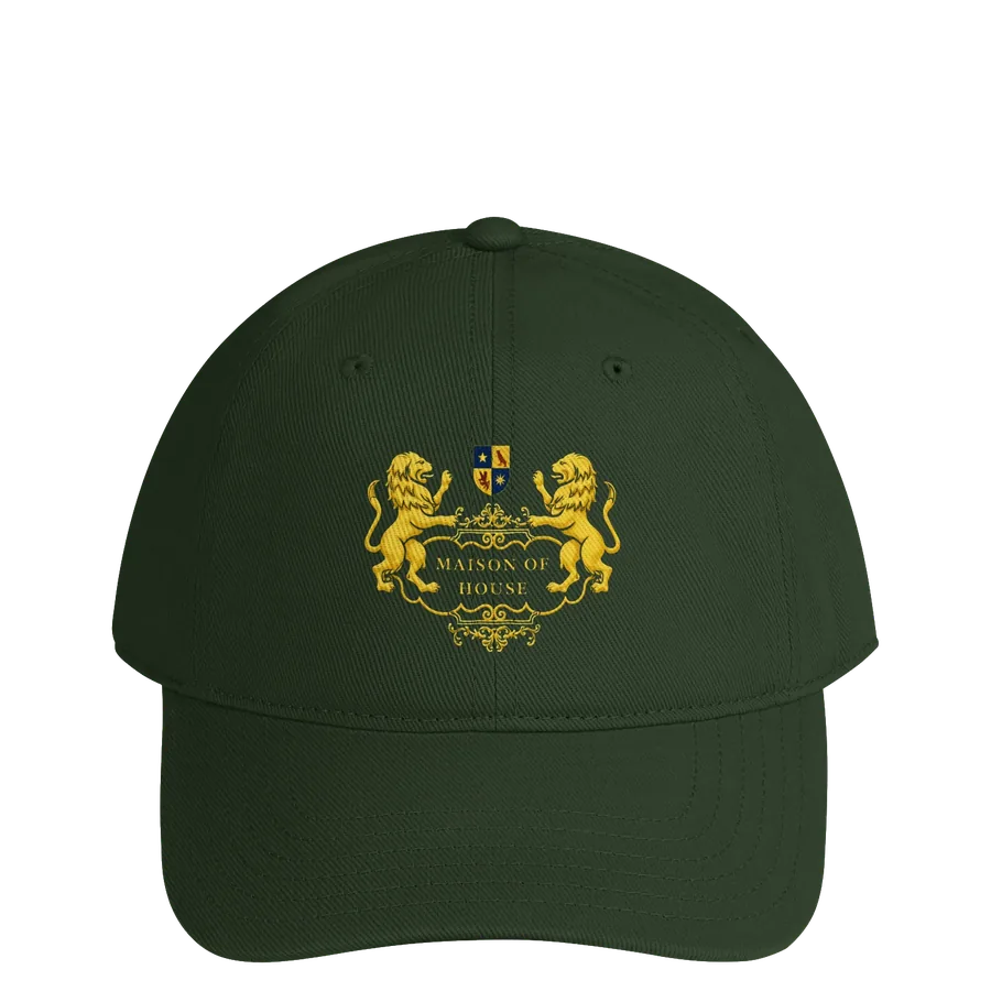 Maison of House Crest Cap in dark green with the gold crest on the front