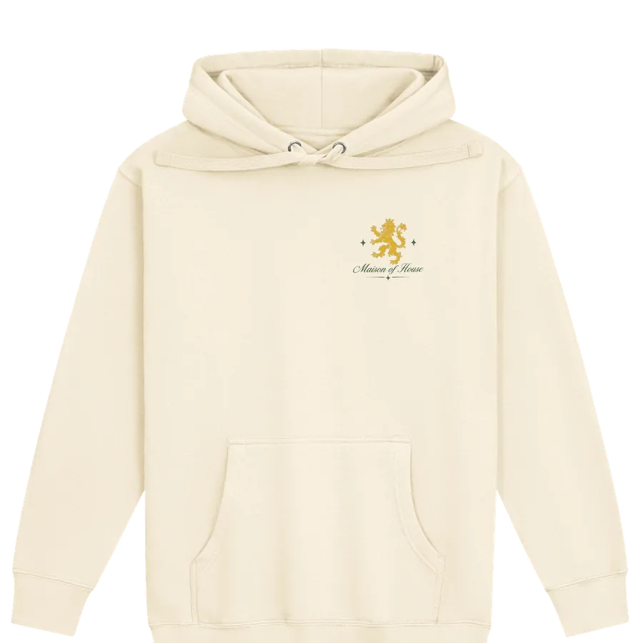 Maison of House Lion Hoodie in cream, small gold lion on the chest